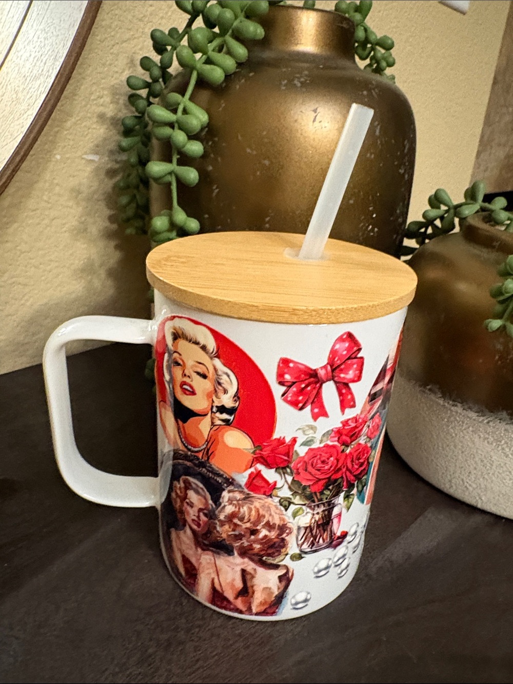 20oz Marilyn Monroe Tumbler Mug Cup With Bamboo Lid And Straw